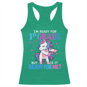 Funny Back To School 1st Grade Racerback Tank Top First Grade Unicorn Girls TS10 Irish Green Print Your Wear