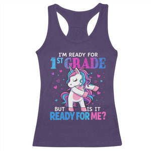 Funny Back To School 1st Grade Racerback Tank Top First Grade Unicorn Girls TS10 Purple Print Your Wear