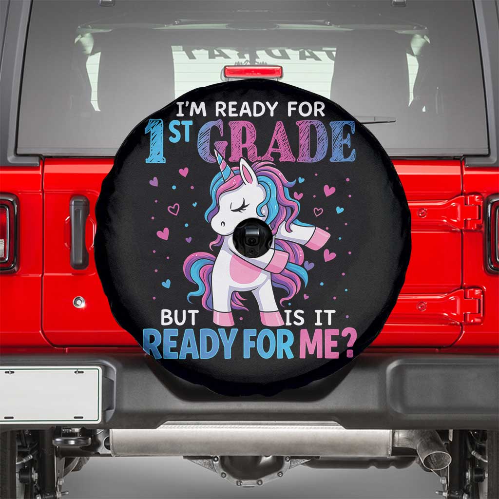 Funny Back To School 1st Grade Spare Tire Cover First Grade Unicorn Girls TS10 Black Print Your Wear