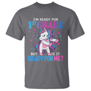 Funny Back To School 1st Grade T Shirt First Grade Unicorn Girls TS10 Charcoal Print Your Wear