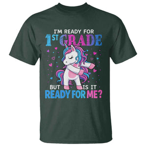 Funny Back To School 1st Grade T Shirt First Grade Unicorn Girls TS10 Dark Forest Green Print Your Wear