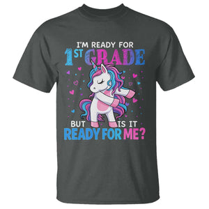 Funny Back To School 1st Grade T Shirt First Grade Unicorn Girls TS10 Dark Heather Print Your Wear