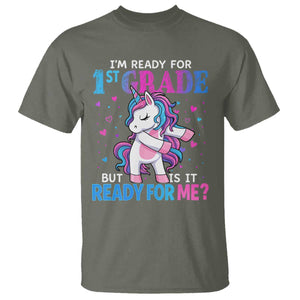 Funny Back To School 1st Grade T Shirt First Grade Unicorn Girls TS10 Military Green Print Your Wear