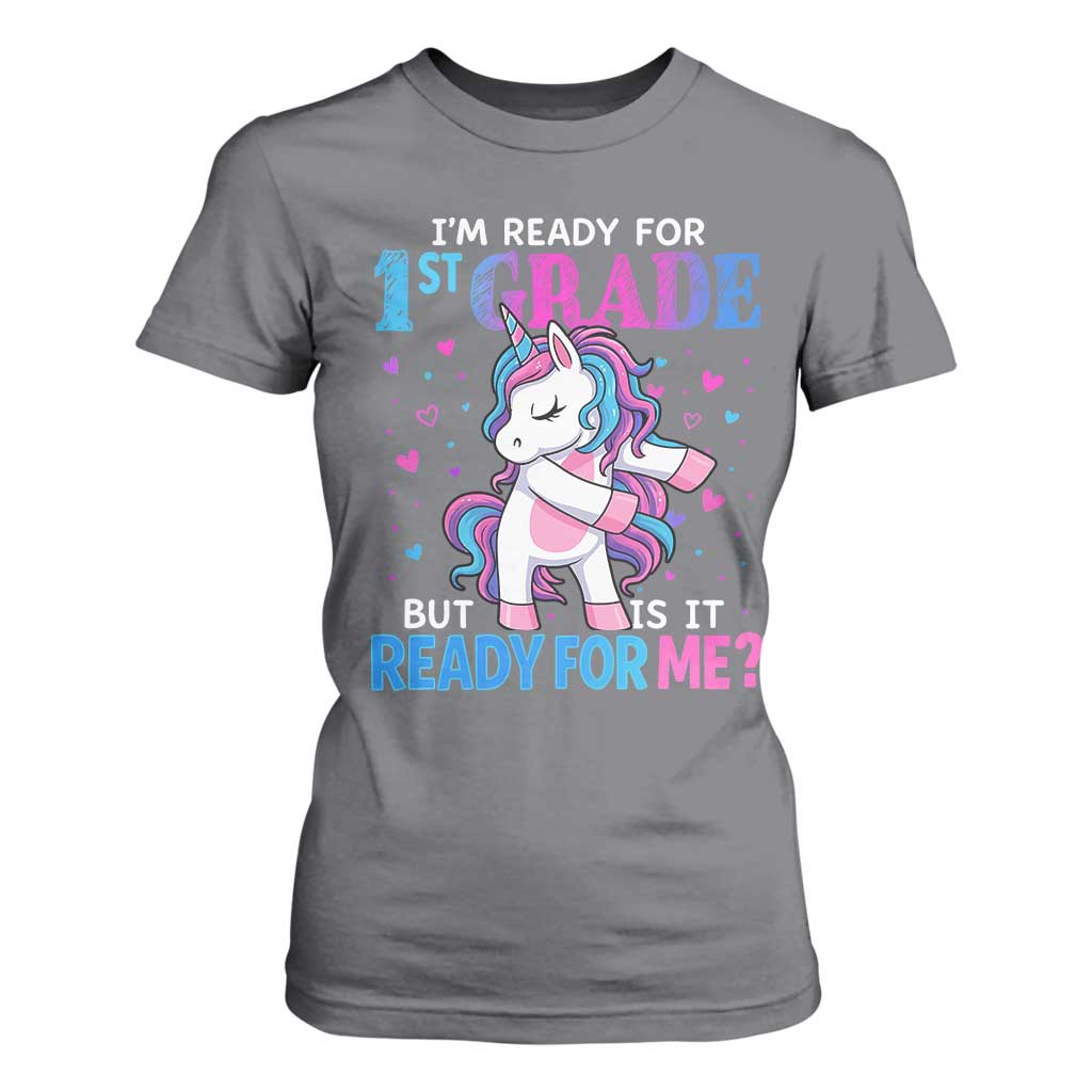 Funny Back To School 1st Grade T Shirt For Women First Grade Unicorn Girls TS10 Charcoal Print Your Wear