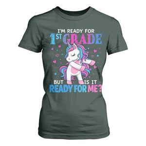 Funny Back To School 1st Grade T Shirt For Women First Grade Unicorn Girls TS10 Dark Forest Green Print Your Wear