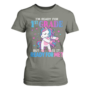 Funny Back To School 1st Grade T Shirt For Women First Grade Unicorn Girls TS10 Military Green Print Your Wear