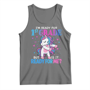 Funny Back To School 1st Grade Tank Top First Grade Unicorn Girls TS10 Black Heather Print Your Wear