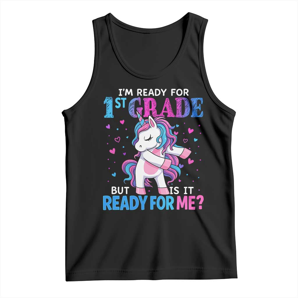 Funny Back To School 1st Grade Tank Top First Grade Unicorn Girls TS10 Black Print Your Wear