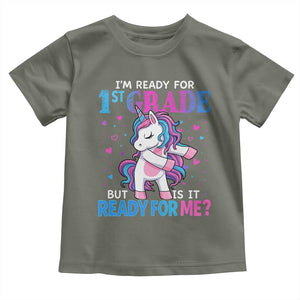Funny Back To School 1st Grade Toddler T Shirt First Grade Unicorn Girls TS10 Military Green Print Your Wear