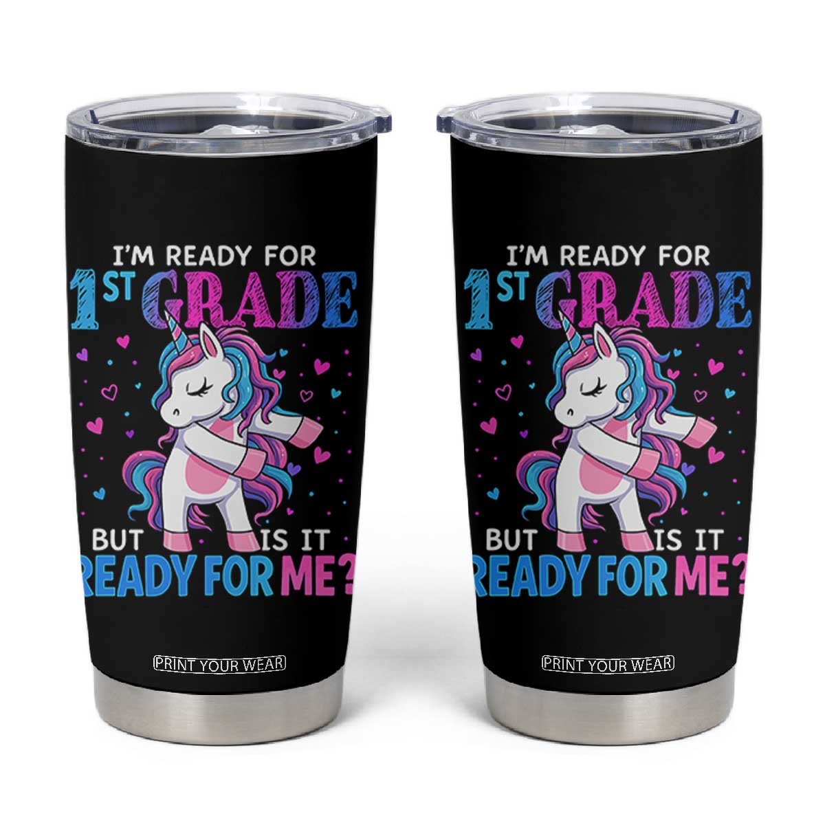 Funny Back To School 1st Grade Tumbler Cup First Grade Unicorn Girls TS10 Black Print Your Wear