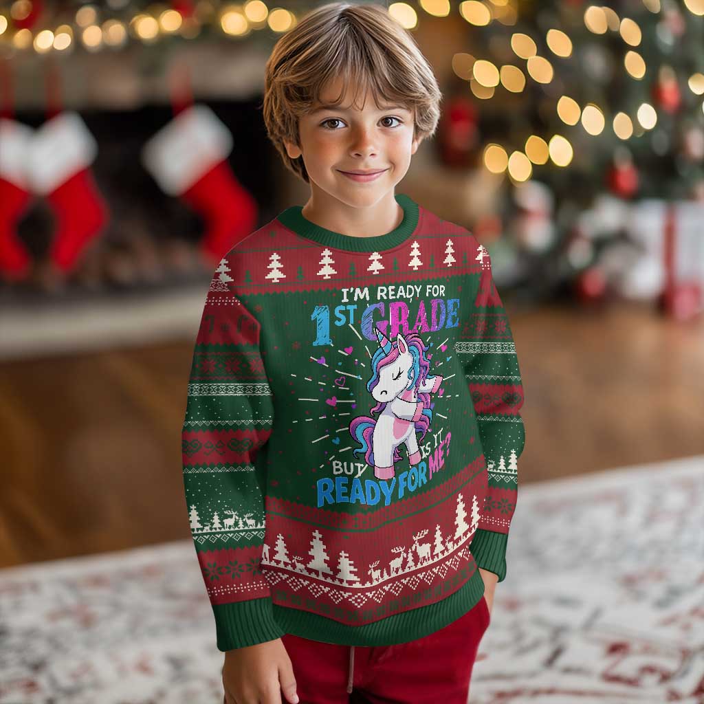 Funny Back To School 1st Grade Knit Sweatshirt First Grade Unicorn Girls TS10 Christmas Print Your Wear