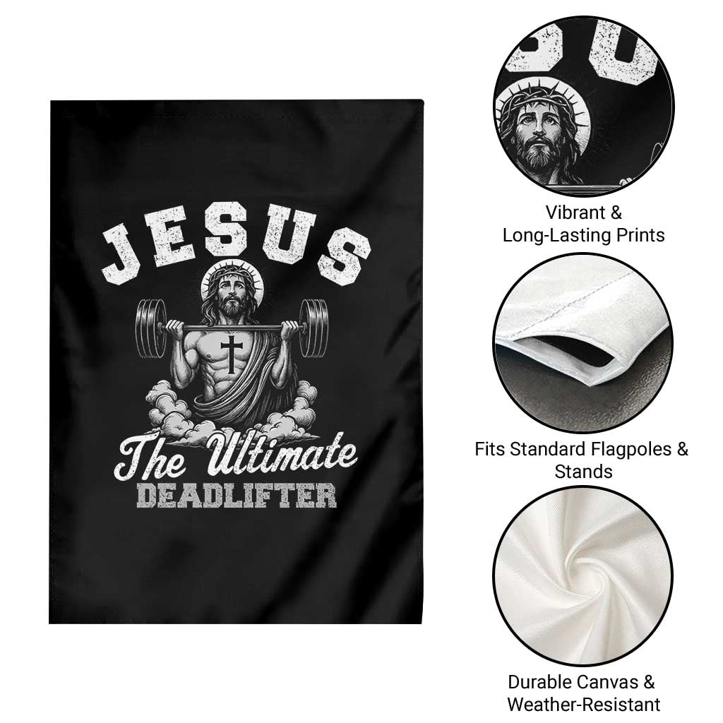 Jesus Deadlifting Garden Flag The Ultimate Deadlifter Christian TS10 Print Your Wear