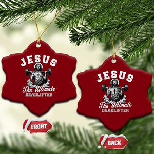 Jesus Deadlifting Ceramic Ornament The Ultimate Deadlifter Christian TS10 Print Your Wear