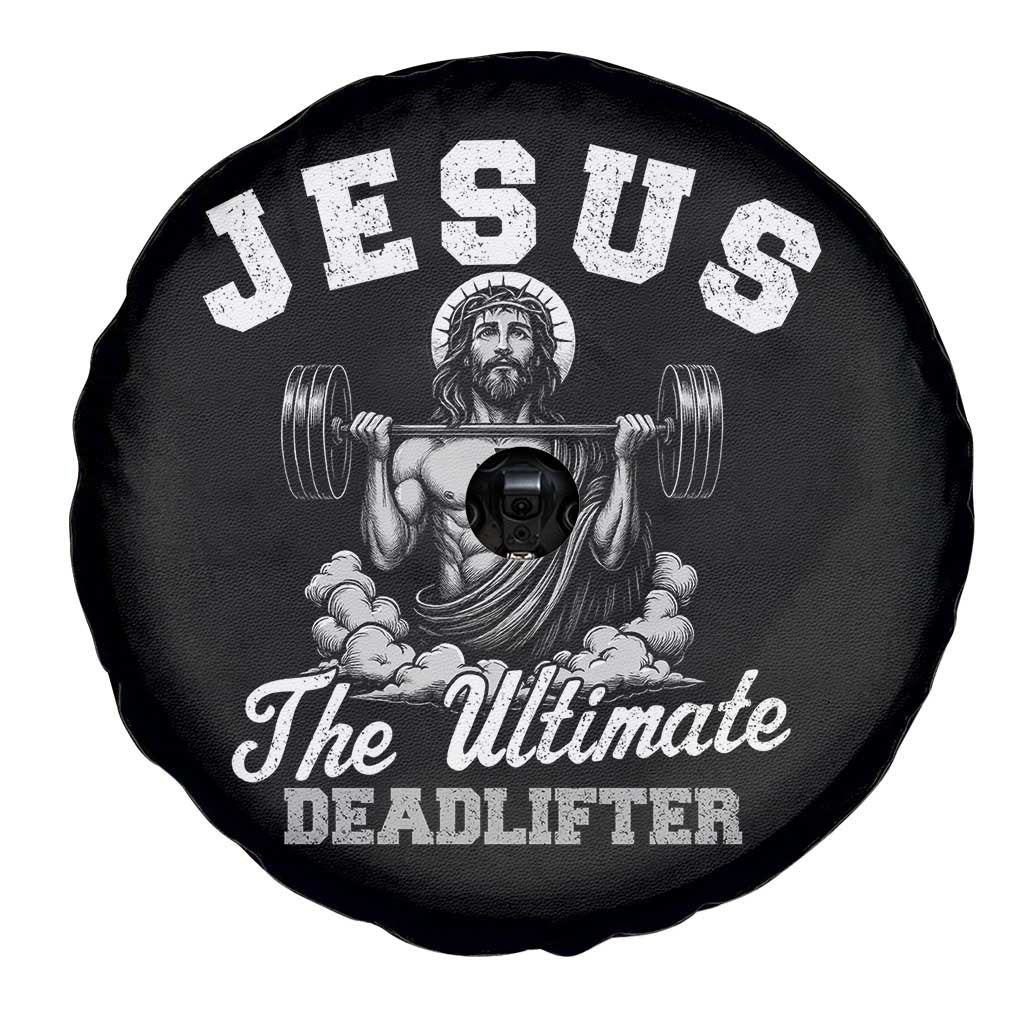 Jesus Deadlifting Spare Tire Cover The Ultimate Deadlifter Christian TS10 Print Your Wear