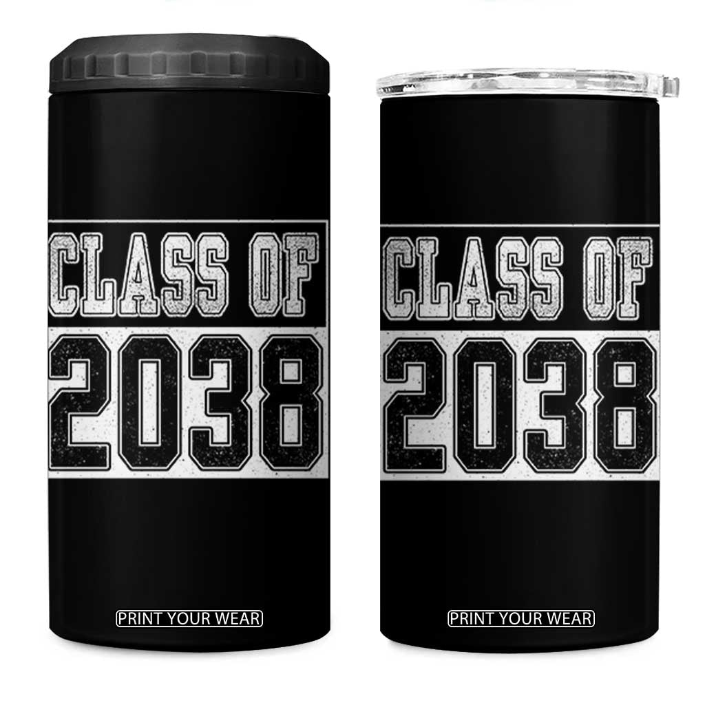 Class of 2038 4 in 1 Can Cooler Tumbler Grow With Me To Graduation TS10 One Size: 16 oz Black Print Your Wear