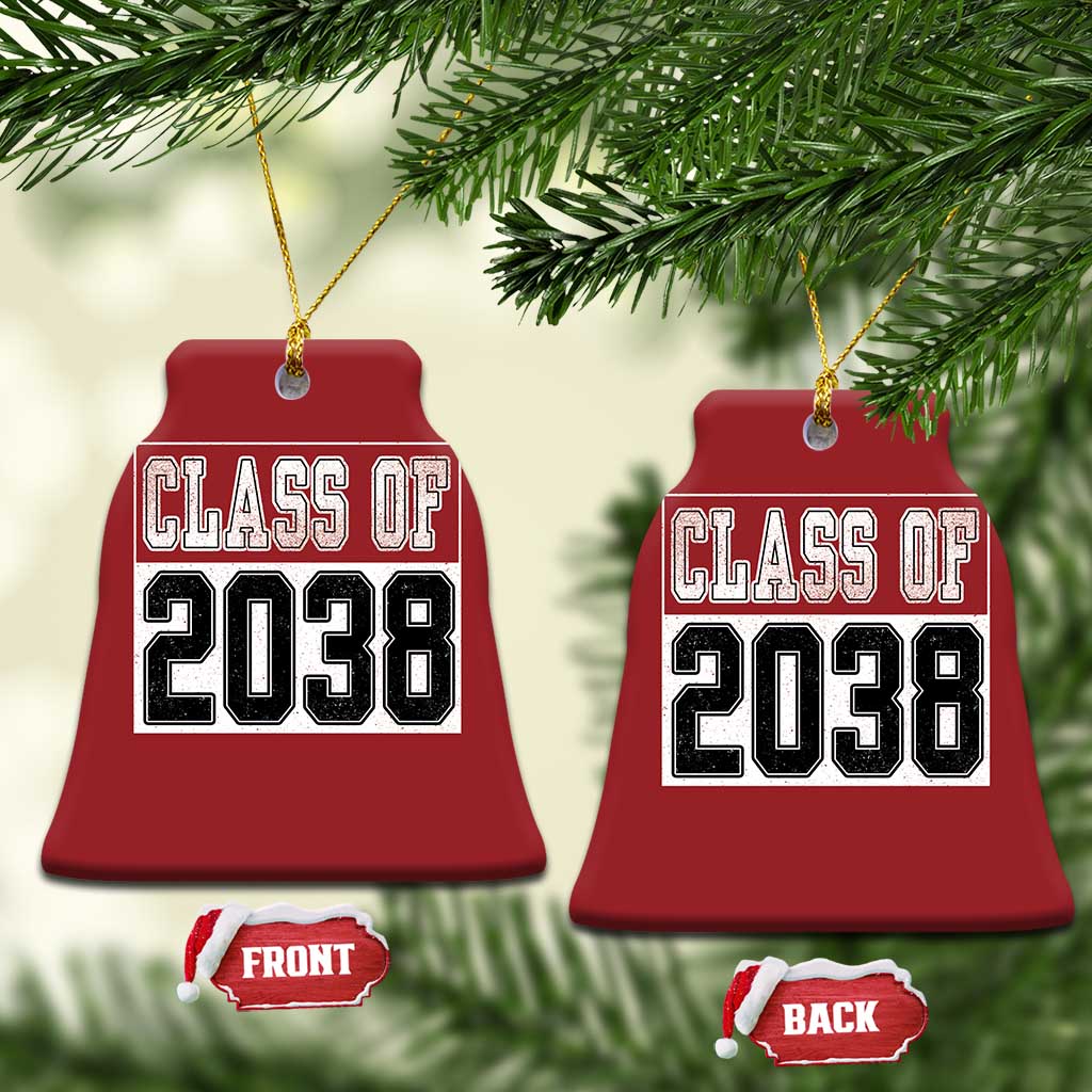 Class of 2038 Christmas Ornament Grow With Me To Graduation TS10 Bell Flake Red Print Your Wear