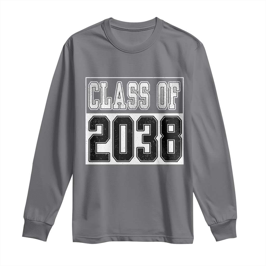 Class of 2038 Long Sleeve Shirt Grow With Me To Graduation TS10 Charcoal Print Your Wear