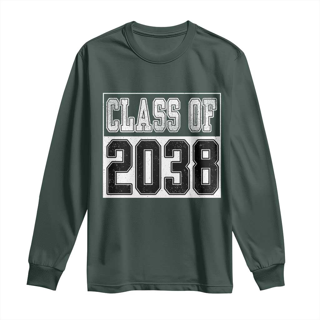 Class of 2038 Long Sleeve Shirt Grow With Me To Graduation TS10 Dark Forest Green Print Your Wear