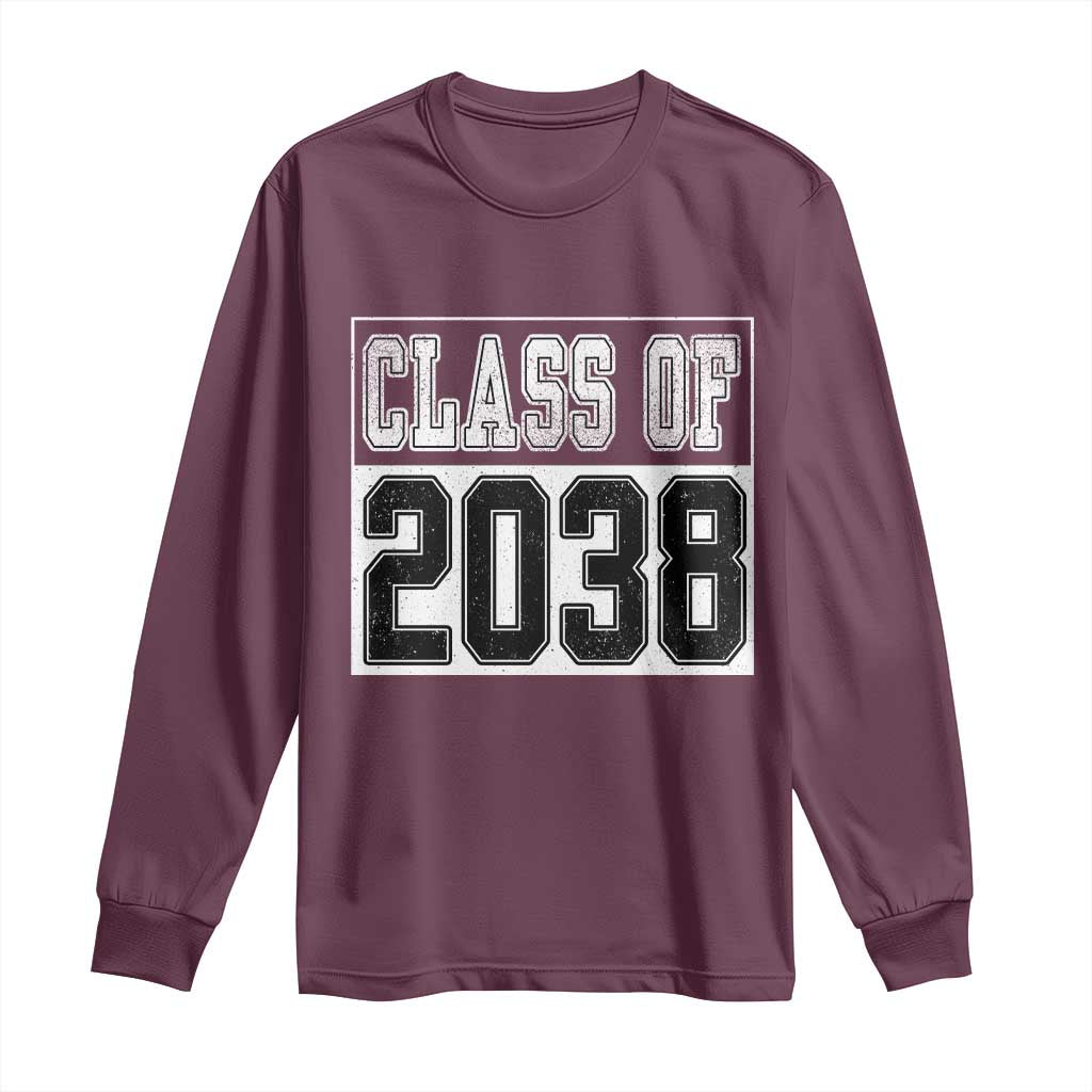 Class of 2038 Long Sleeve Shirt Grow With Me To Graduation TS10 Maroon Print Your Wear
