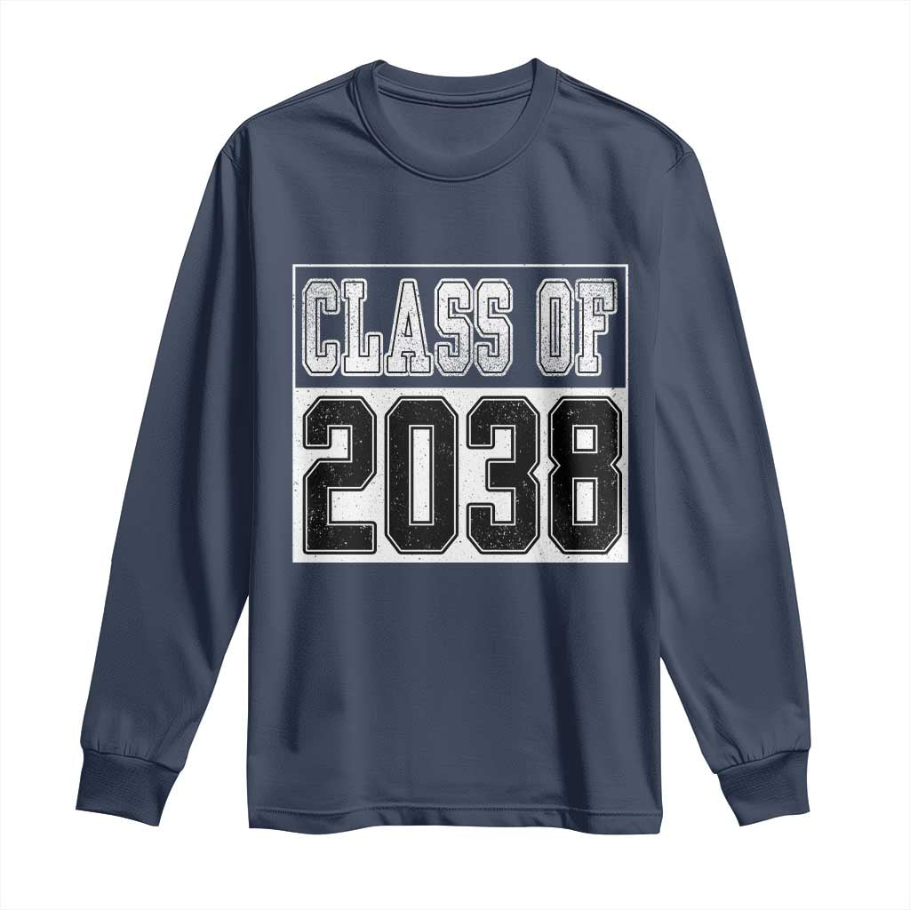 Class of 2038 Long Sleeve Shirt Grow With Me To Graduation TS10 Navy Print Your Wear