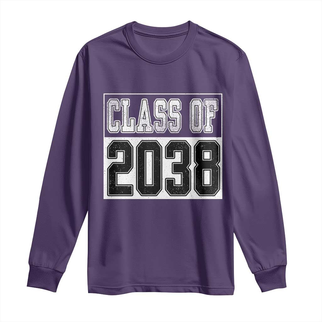 Class of 2038 Long Sleeve Shirt Grow With Me To Graduation TS10 Purple Print Your Wear