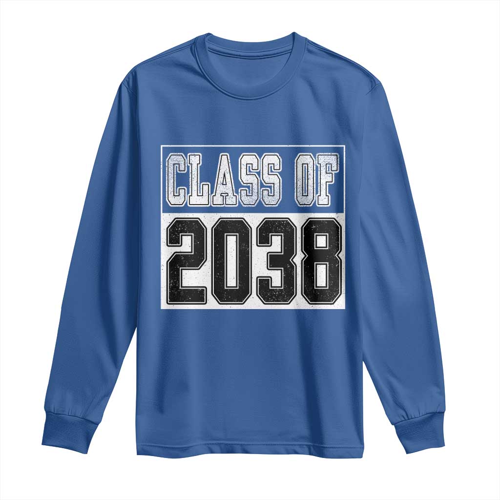 Class of 2038 Long Sleeve Shirt Grow With Me To Graduation TS10 Royal Blue Print Your Wear