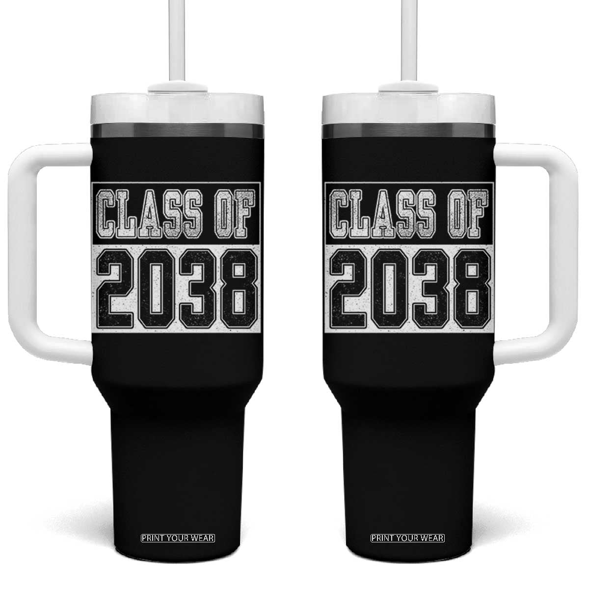 Class of 2038 Tumbler With Handle Grow With Me To Graduation TS10 One Size: 40 oz Black Print Your Wear