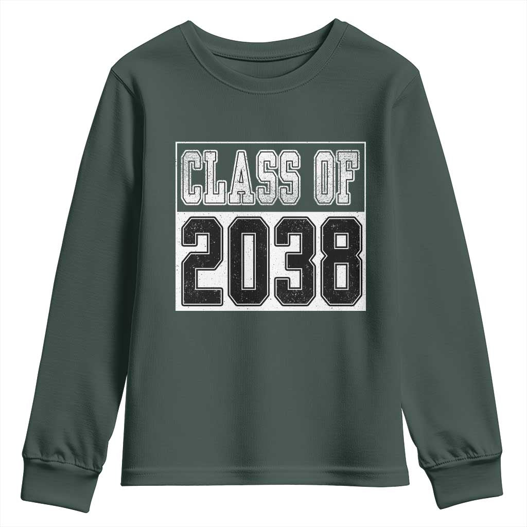 Class of 2038 Youth Sweatshirt Grow With Me To Graduation TS10 Dark Forest Green Print Your Wear