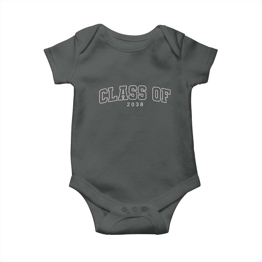 Class of 2038 Baby Onesie First Day of School Grow With Me Graduation Gift TS10 Dark Heather Print Your Wear