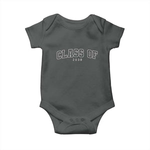 Class of 2038 Baby Onesie First Day of School Grow With Me Graduation Gift TS10 Dark Heather Print Your Wear