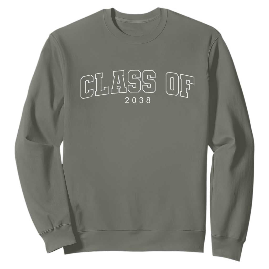 Class of 2038 Sweatshirt First Day of School Grow With Me Graduation Gift TS10 Military Green Print Your Wear