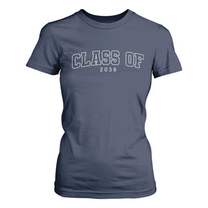 Class of 2038 T Shirt For Women First Day of School Grow With Me Graduation Gift TS10 Navy Print Your Wear