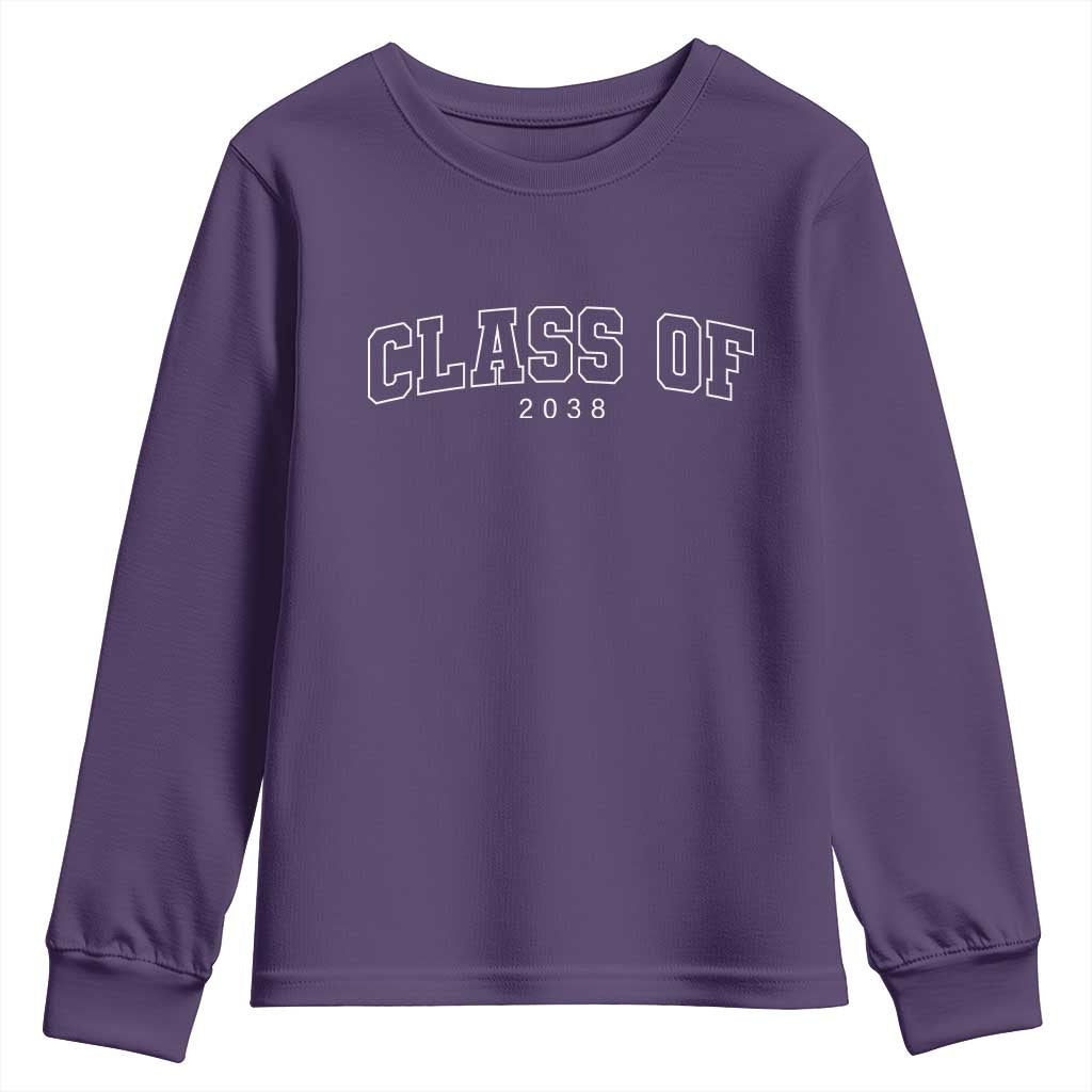 Class of 2038 Youth Sweatshirt First Day of School Grow With Me Graduation Gift TS10 Purple Print Your Wear
