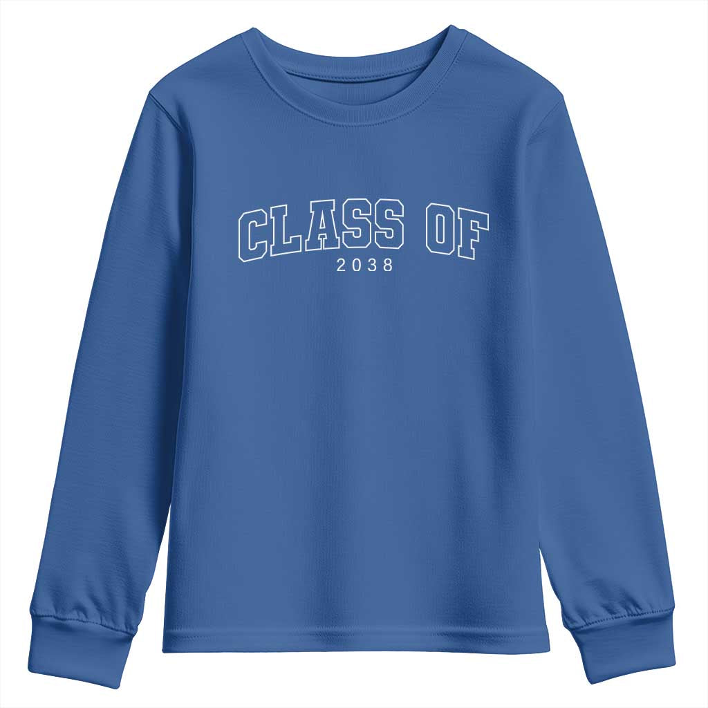 Class of 2038 Youth Sweatshirt First Day of School Grow With Me Graduation Gift TS10 Royal Blue Print Your Wear