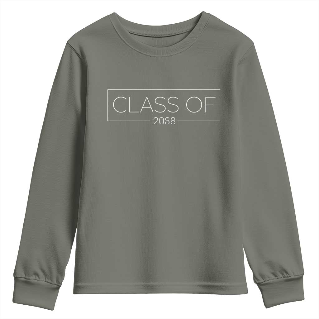 Class of 2037 Youth Sweatshirt Grow With Me First Day of School Graduation Gift TS10 Military Green Print Your Wear
