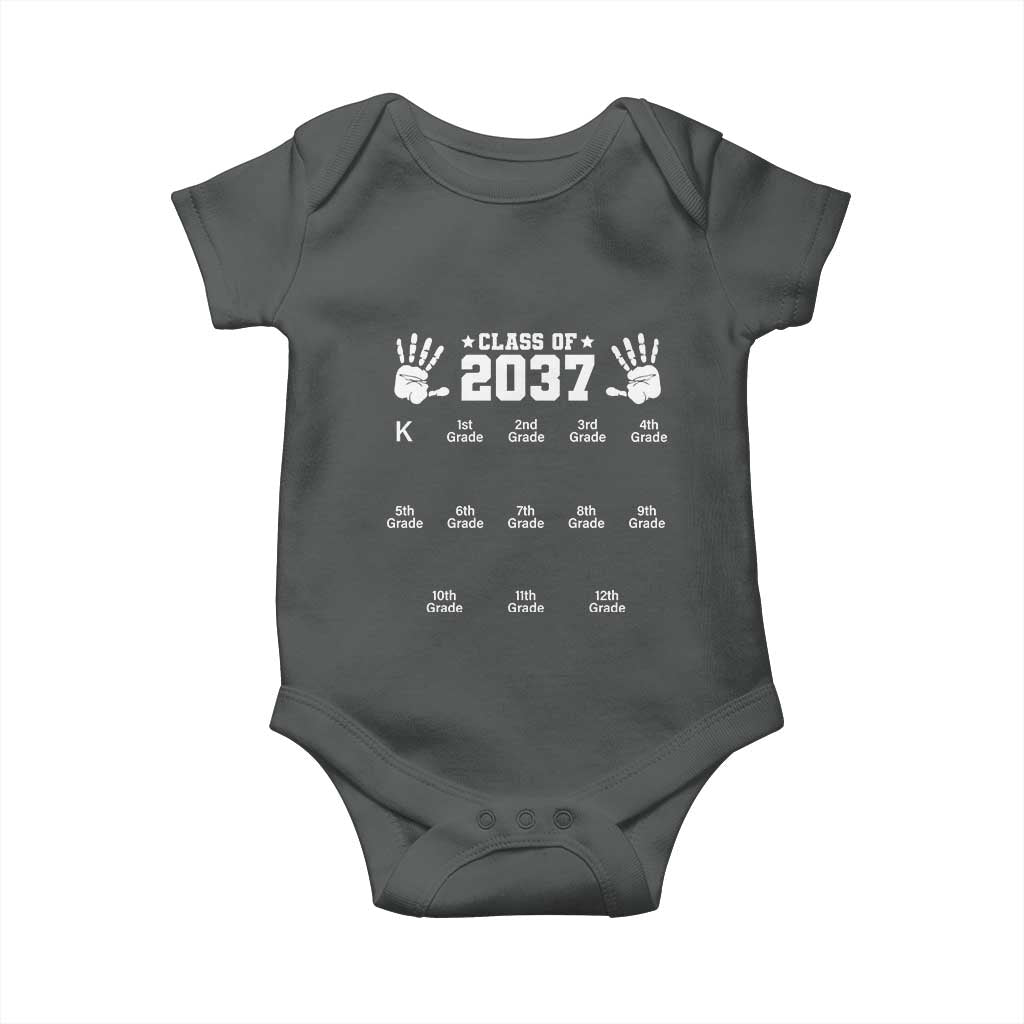 Class of 2037 Grow With Me Baby Onesie Handprint K to 12th Grade Graduation TS10 Dark Heather Print Your Wear