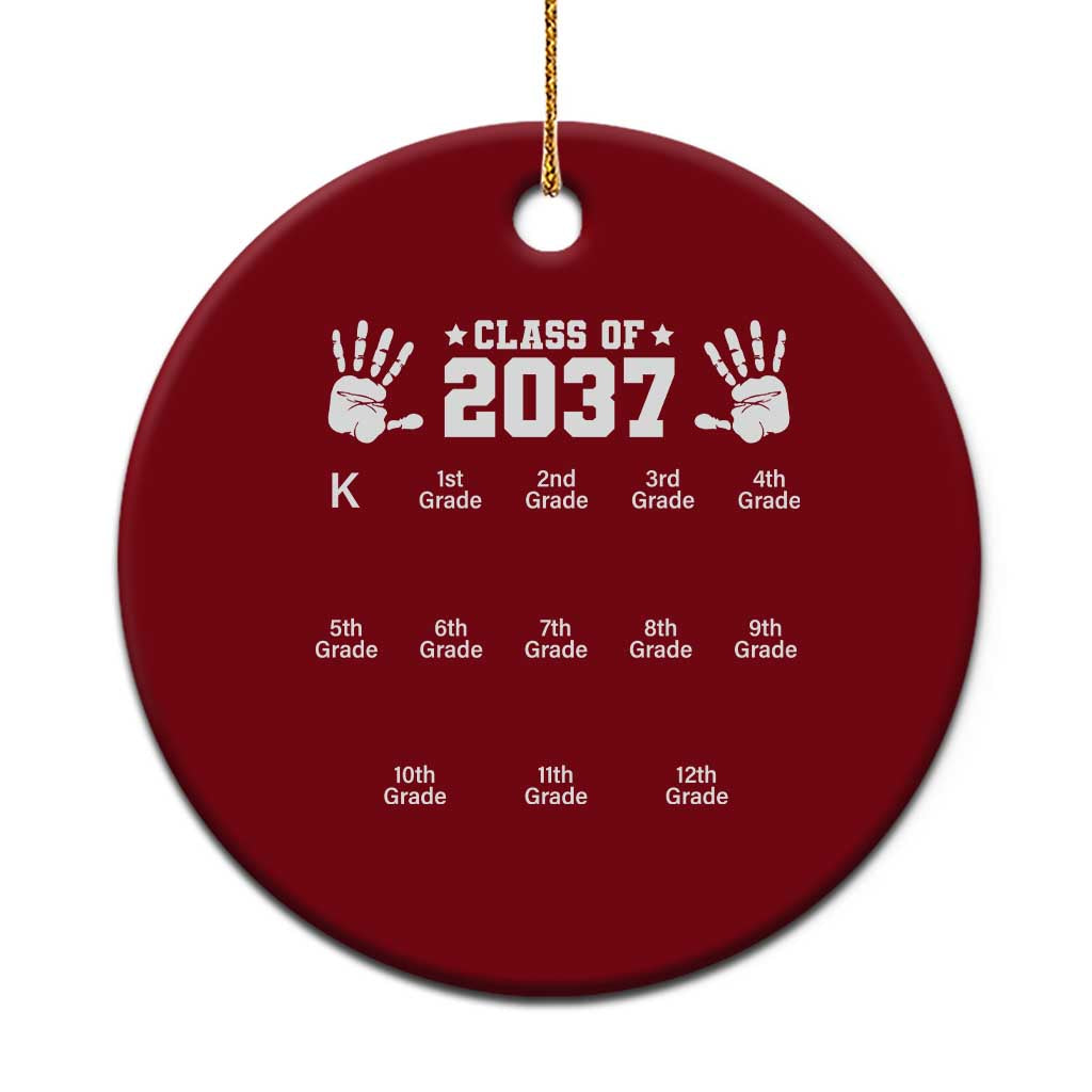 Class of 2037 Grow With Me Ceramic Ornament Handprint K to 12th Grade Graduation TS10 1pc Red Print Your Wear