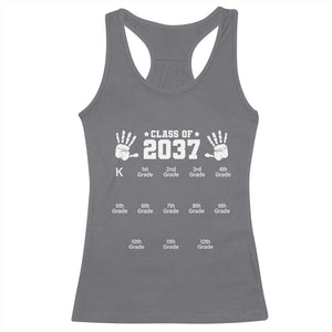 Class of 2037 Grow With Me Racerback Tank Top Handprint K to 12th Grade Graduation TS10 Charcoal Print Your Wear