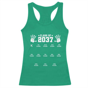 Class of 2037 Grow With Me Racerback Tank Top Handprint K to 12th Grade Graduation TS10 Irish Green Print Your Wear
