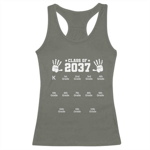 Class of 2037 Grow With Me Racerback Tank Top Handprint K to 12th Grade Graduation TS10 Military Green Print Your Wear