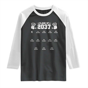Class of 2037 Grow With Me Raglan Shirt Handprint K to 12th Grade Graduation TS10 Black White Print Your Wear