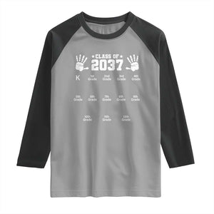 Class of 2037 Grow With Me Raglan Shirt Handprint K to 12th Grade Graduation TS10 Sport Gray Black Print Your Wear