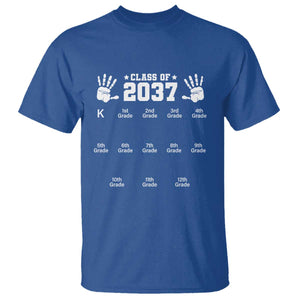 Class of 2037 Grow With Me T Shirt Handprint K to 12th Grade Graduation TS10 Royal Blue Print Your Wear