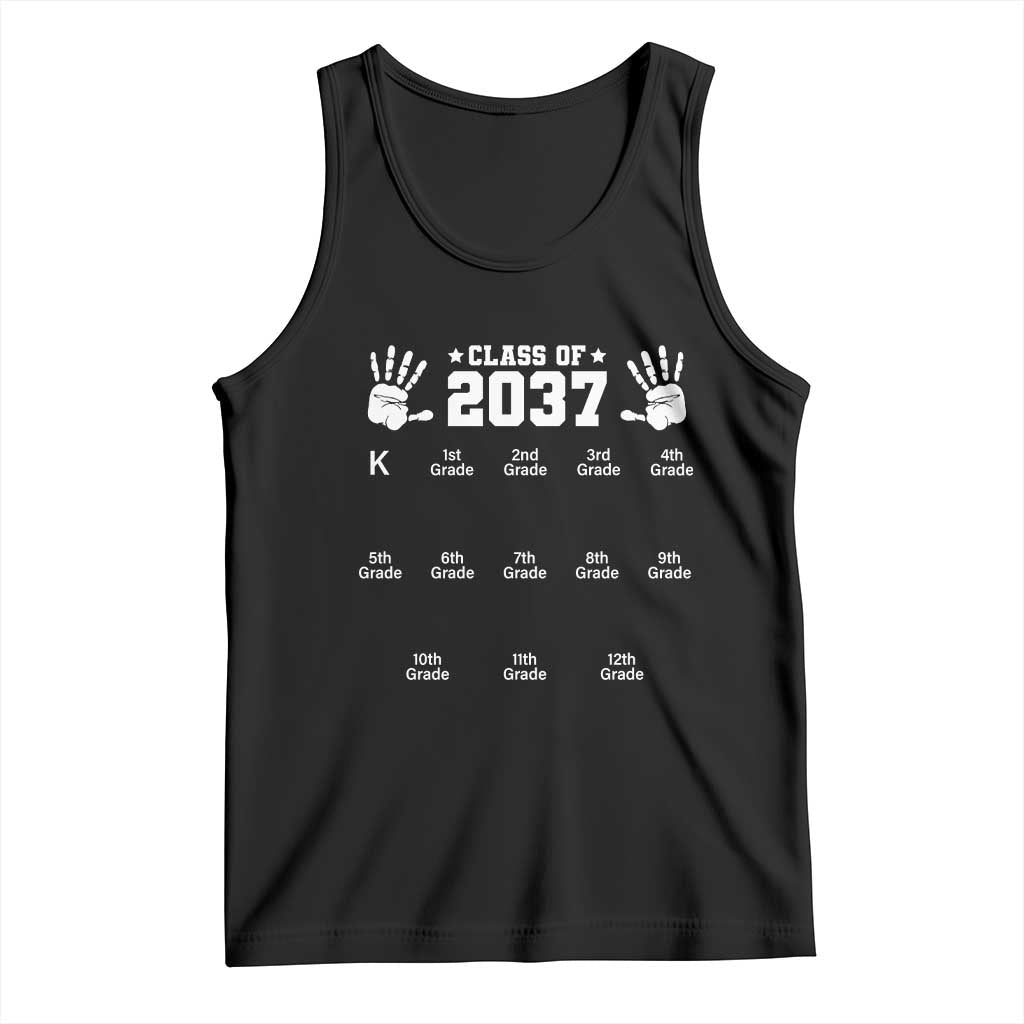 Class of 2037 Grow With Me Tank Top Handprint K to 12th Grade Graduation TS10 Black Print Your Wear