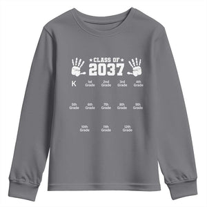 Class of 2037 Grow With Me Youth Sweatshirt Handprint K to 12th Grade Graduation TS10 Charcoal Print Your Wear