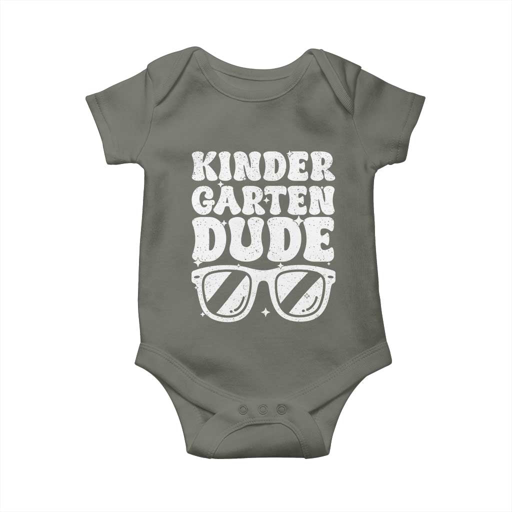 Kindergarten Dude Baby Onesie Funny Back to School First Day Of Kinder Graduation TS10 Military Green Print Your Wear