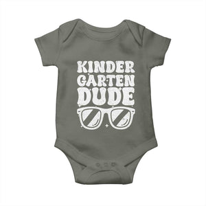 Kindergarten Dude Baby Onesie Funny Back to School First Day Of Kinder Graduation TS10 Military Green Print Your Wear