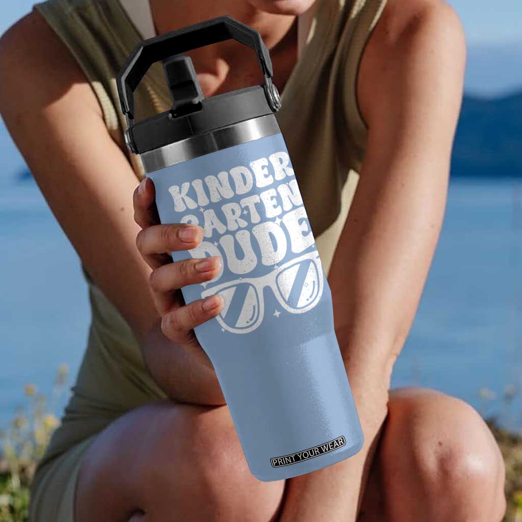 Kindergarten Dude Flip Straw Tumbler Funny Back to School First Day Of Kinder Graduation TS10 One Size: 30 oz Light Blue Print Your Wear