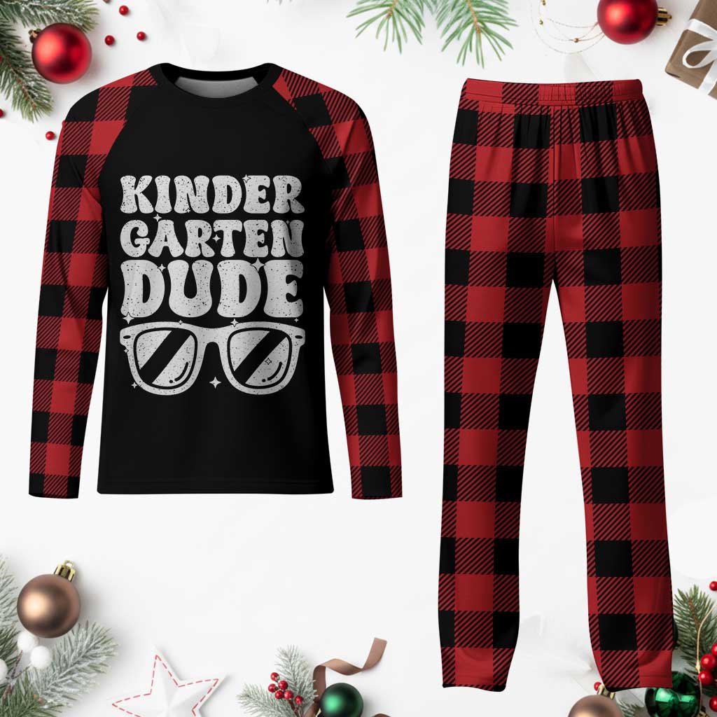 Kindergarten Dude Plaid Pajama Set Funny Back to School First Day Of Kinder Graduation TS10 Buffalo Plaid Print Your Wear