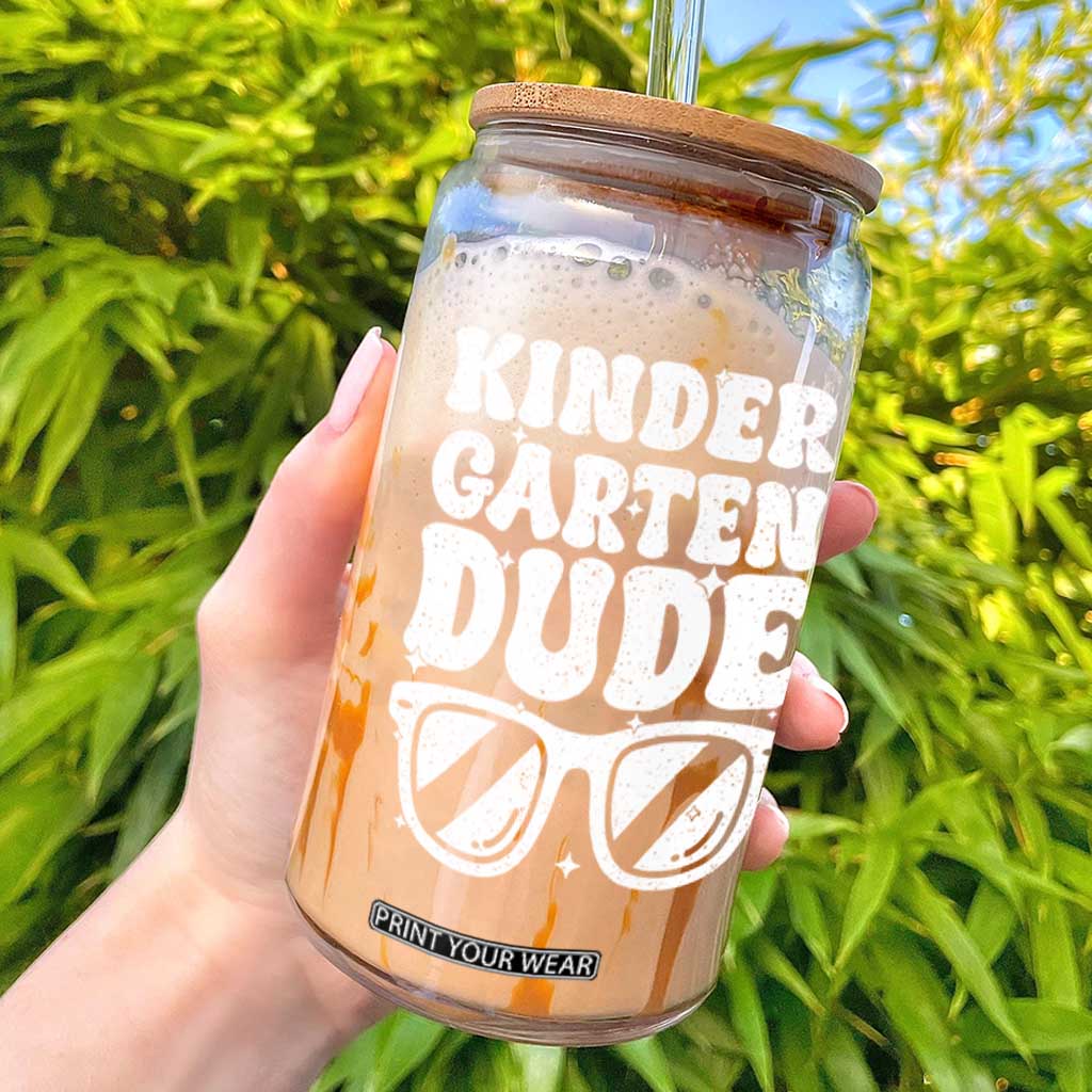 Kindergarten Dude Glass Can Funny Back to School First Day Of Kinder Graduation TS10 Black Print Your Wear